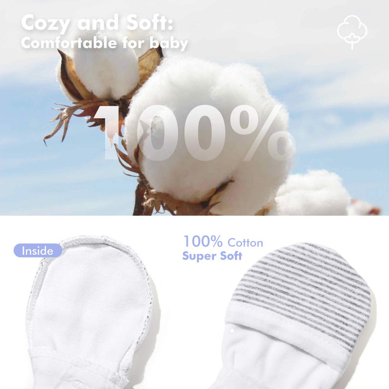 HAPIU Baby No Scratch Mittens,Newborn Baby Mittens,Gray Stripe,0-3 Months - Image 5